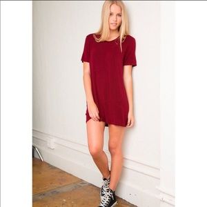 Brandy Melville Suede T Shirt Dress Burgundy